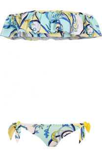 Раздельный купальник с принтом и оборкой Emilio Pucci