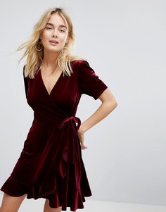 Бархатное платье с запахом New Look - Красный