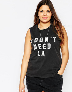 Футболка-туника с надписью I Dont Need LA ASOS CURVE - Черный