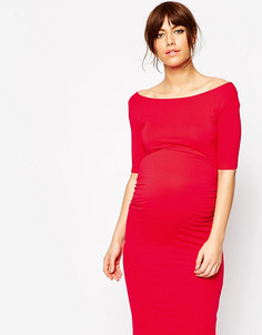 Платье для беременных с широкой горловиной ASOS Maternity - Красный