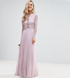 Кружевное платье макси с плиссировкой ASOS PETITE WEDDING - Фиолетовый