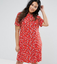 Чайное платье мини с цветочным принтом ASOS CURVE - Мульти