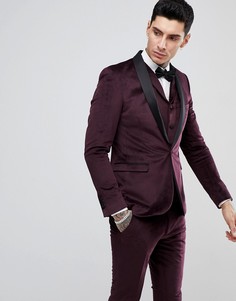 Бархатный пиджак-смокинг узкого кроя Rudie - Красный