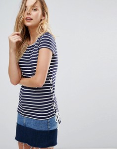 Футболка в полоску с завязками по бокам Brave Soul Julian - Белый