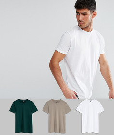 3 длинных футболки с круглым вырезом ASOS - Скидка - Мульти