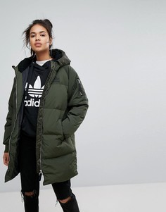 Длинный бомбер цвета хаки Adidas Originals - Зеленый