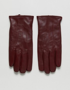 Бордовые кожаные перчатки ASOS - Красный