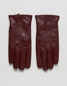 Бордовые кожаные перчатки ASOS - Красный