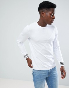 Длинный лонгслив с принтом на манжетах Jack &amp; Jones - Белый