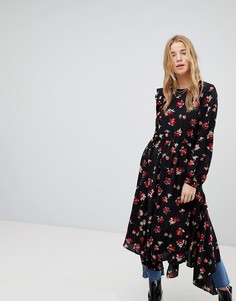 Платье с цветочным принтом и асимметричным краем Miss Selfridge - Мульти