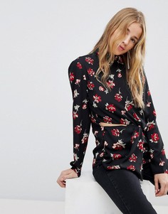 Блузка с цветочным принтом и вырезом Miss Selfridge - Мульти