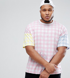 Оверсайз-футболка в клетку ASOS PLUS - Розовый