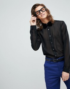 Черная полупрозрачная рубашка зауженного кроя ASOS - Черный