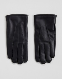 Черные кожаные перчатки для сенсорных гаджетов ASOS - Черный