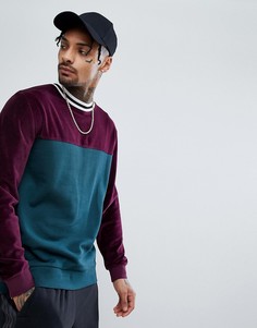 Велюровый свитшот колор блок ASOS - Зеленый
