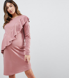 Трикотажное платье с оборкой ASOS MATERNITY - Розовый