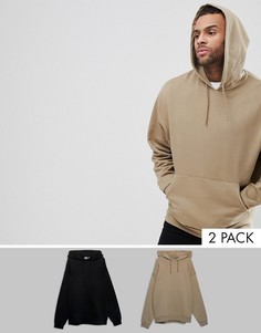 Набор из худи свободного кроя черного и бежевого цвета ASOS - Мульти