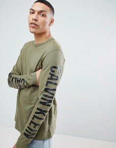 Лонгслив с принтом на рукаве Calvin Klein Jeans - Зеленый
