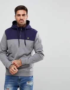Серый меланжевый худи колор блок с молнией до груди Lyle &amp; Scott - Серый