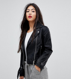 Байкерская куртка из искусственной кожи Miss Selfridge Petite - Черный