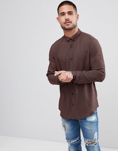Черная рубашка узкого кроя с плиточным принтом River Island - Красный