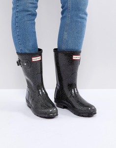 Резиновые сапоги с блестками Hunter Original - Черный