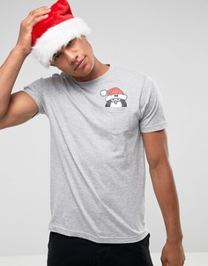 Новогодняя футболка с пингвином Brave Soul - Серый