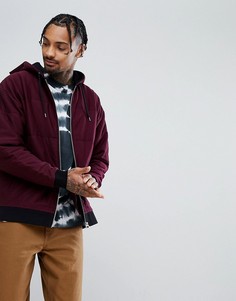 Oversize-худи бордового цвета на молнии со стеганой отделкой ASOS - Красный