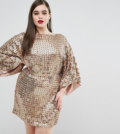 Платье с дискообразными пайетками ASOS CURVE RED CARPET - Золотой