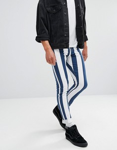 Обтягивающие джинсы в синюю и белую полоску Jaded London - Белый