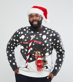 Новогодний джемпер с оленем Brave Soul PLUS - Серый