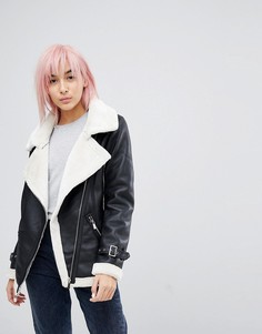 Байкерская oversize-куртка Brave Soul - Черный