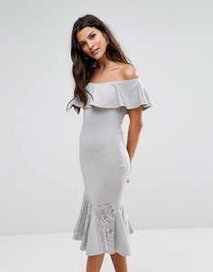 Платье с кружевной отделкой AX Paris - Серебряный