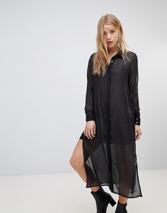 Полупрозрачное платье-рубашка QED London - Черный