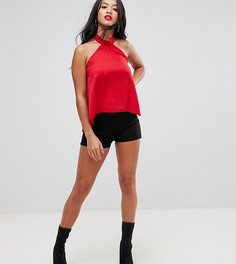Короткие шорты из ткани понте с завышенной талией ASOS PETITE - Черный
