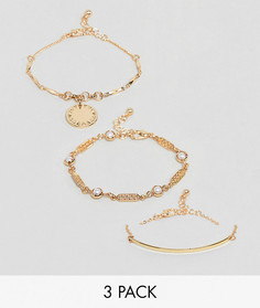 Набор из 3 браслетов в винтажном стиле ASOS - Золотой