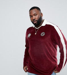 Бордовая бархатная футболка-поло Puma PLUS эксклюзивно для ASOS - Красный