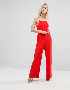 Шифоновый комбинезон с широкими штанинами River Island - Красный