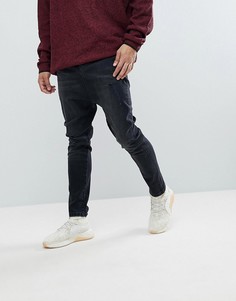 Выбеленные черные рваные джинсы заниженного кроя ASOS - Черный