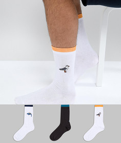 Набор из 3 пар носков с вышивкой (чайка / хамелеон / мопс) ASOS - Черный