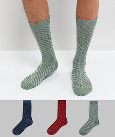 3 пары носков (синие/зеленые/красные) ASOS - Мульти