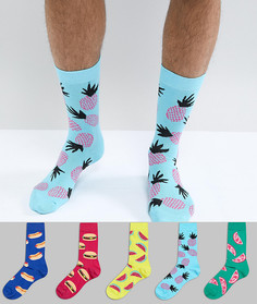 Набор из 5 пар носков с принтом ASOS - Мульти