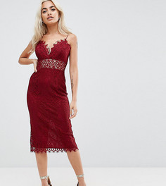 Кружевное платье-футляр миди ASOS PETITE - Красный