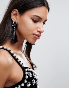 Серьги с камнями и кисточками ASOS - Черный