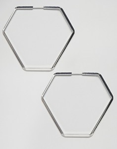 Шестигранные серьги-кольца ограниченной серии - Серебряный Asos