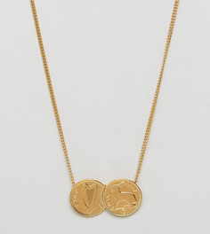 Позолоченное ожерелье с двусторонней подвеской в виде ирландской монеты в 3 пенса Katie Mullally - Золотой