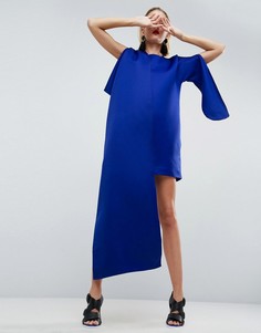 Платье мини с асимметричным кейпом ASOS WHITE - Синий
