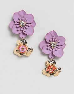 Серьги-подвески с цветами ASOS - Золотой