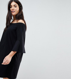 Платье мини с открытыми плечами и расклешенными рукавами ASOS CURVE - Черный