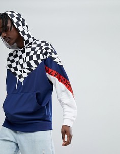 Худи оверсайз с шахматным узором и отделкой лентой ASOS x Star Wars - Синий